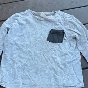 Gray Kids Shirt with Black Pocket